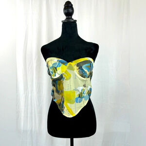 NWT Women's Floral Small bustier Corset Crop Stretchy top Sz Large